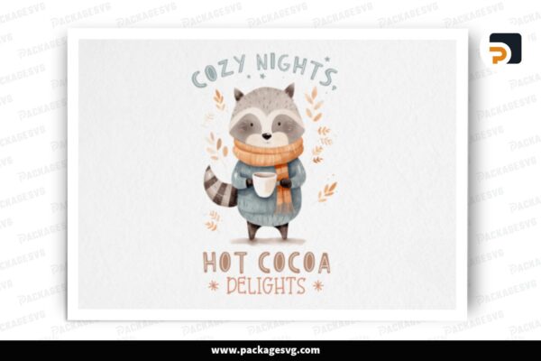 Cute Winter Raccoon PNG Sublimation Design Free Download