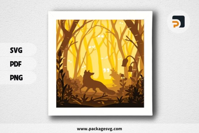 Fox In The Forest Lightbox, SVG Paper Cut File LQ61WTAI (1)