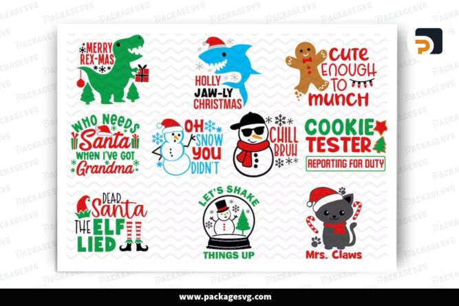 Funny Kids Christmas SVG Bundle, 10 Xmas Design Files (3)