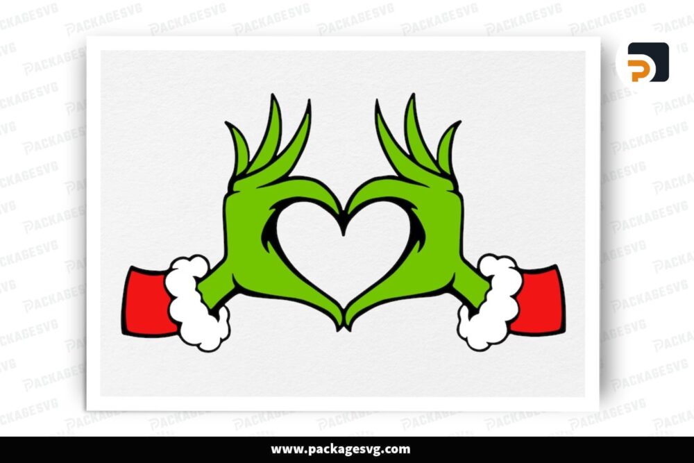 Grinch Hand Heart SVG, Christmas Design Files (2)