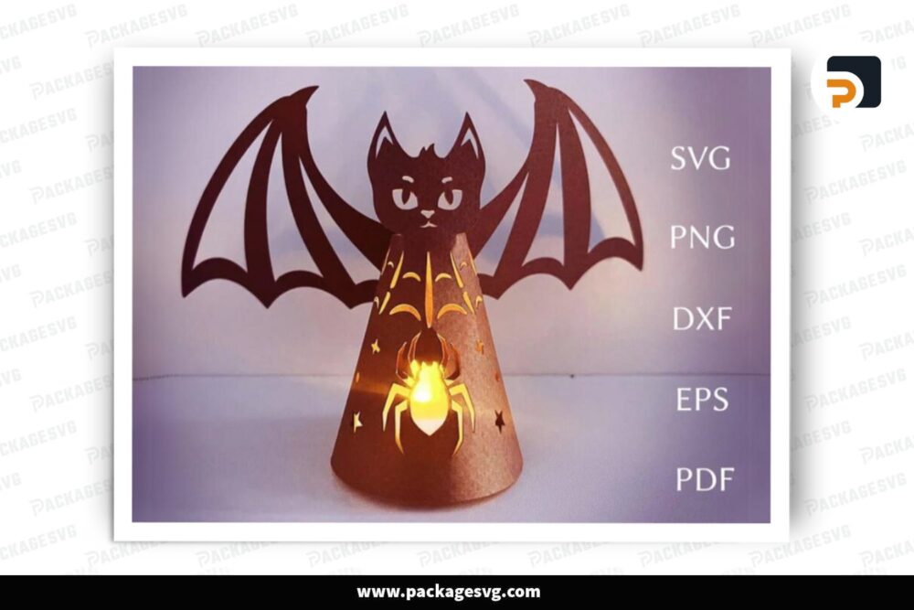 Halloween Bat Lantern, Spider SVG Paper Cut File (2)