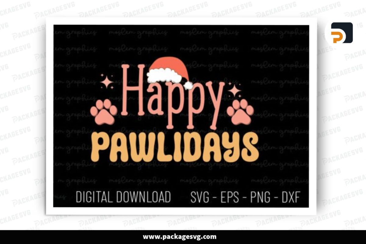 Happy Pawlidays SVG Design Free Download - Package SVG