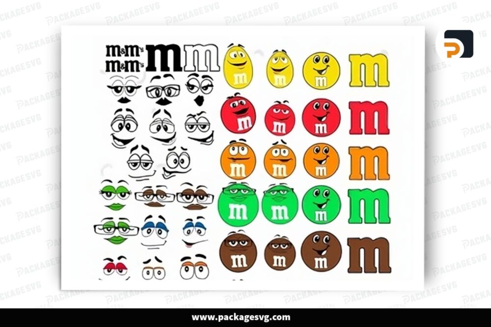 M&M Face SVG Bundle, Cute Face Design Files (2)