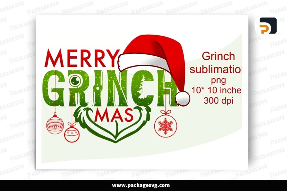 Merry Grinchmas Santa Hat, PNG Sublimation Design LQ4OGK20 (2)