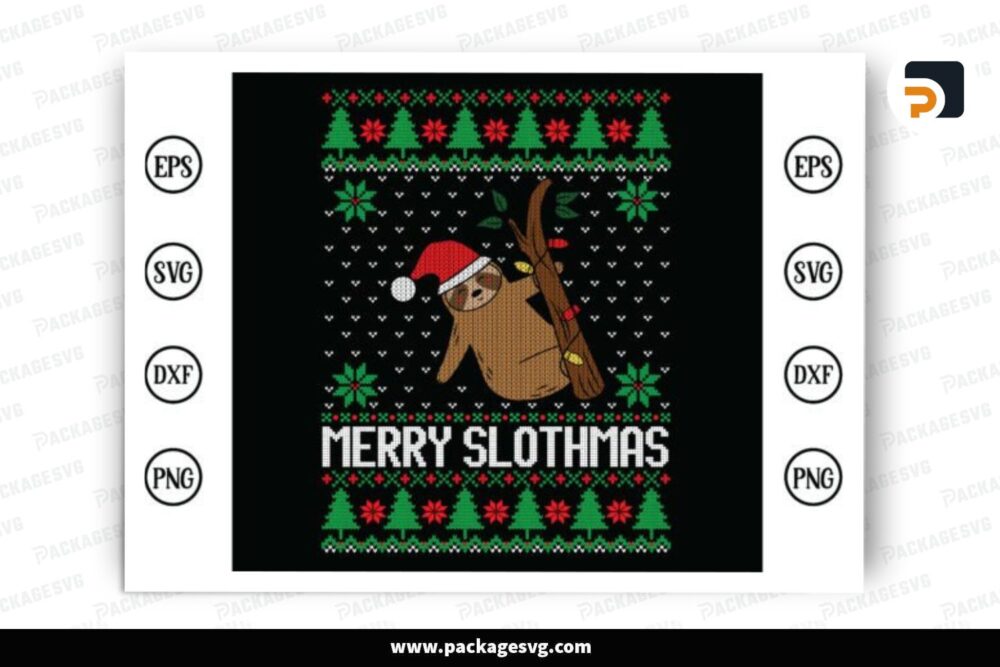 Merry Slothmas Ugly Christmas Sweater PNG, Sublimation Design LPPD1838