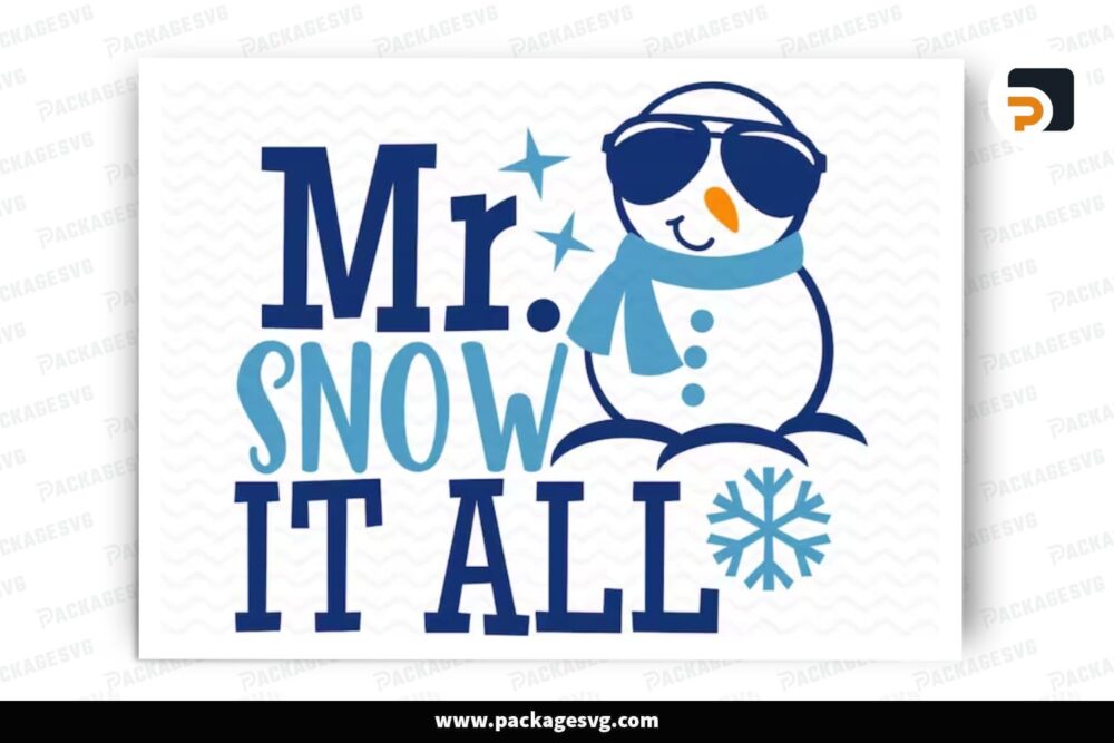 Mr Snow It All Winter Snowman SVG, Christmas Design Cut Files (1)