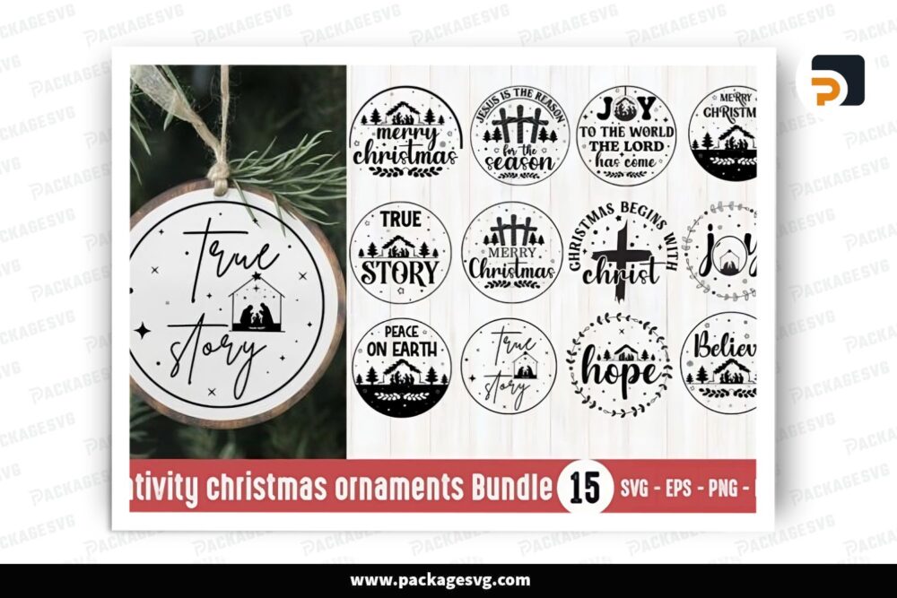 Nativity Ornaments SVG Bundle, 15 Christmas Design Files LQ1Q6GE1 (2)