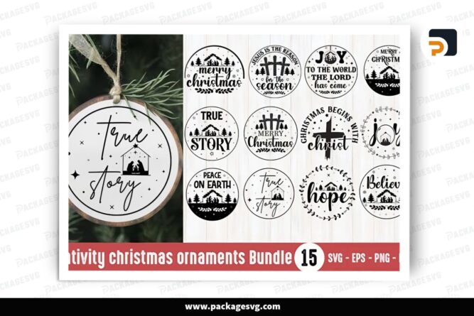 Nativity Ornaments SVG Bundle, 15 Christmas Design Files LQ1Q6GE1 (2)
