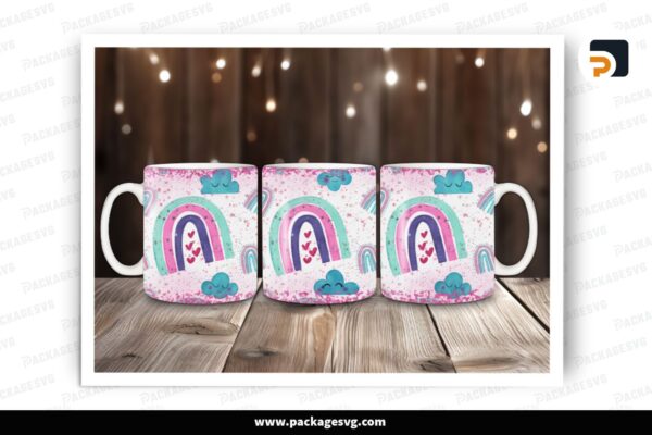 Rainbows Sublimation, 11oz 15oz Skinny Mug Wrap Free Download