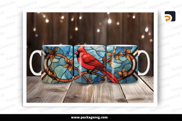 Red Cardinal Sublimation, 15oz Skinny Mug Wrap Free Download