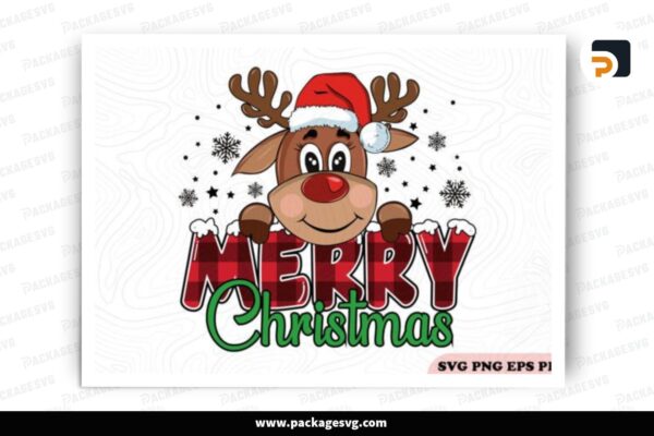 Reindeer With Santa Hat SVG PNG File Free Download