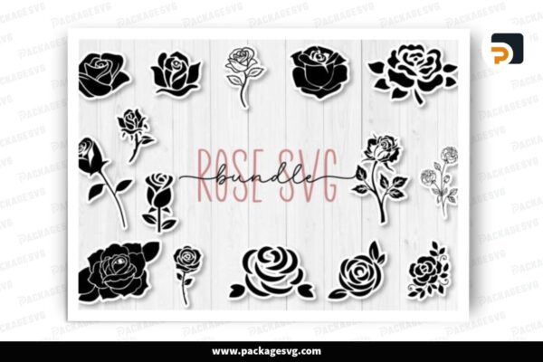 Rose SVG Bundle, 15 Design Files Free Download