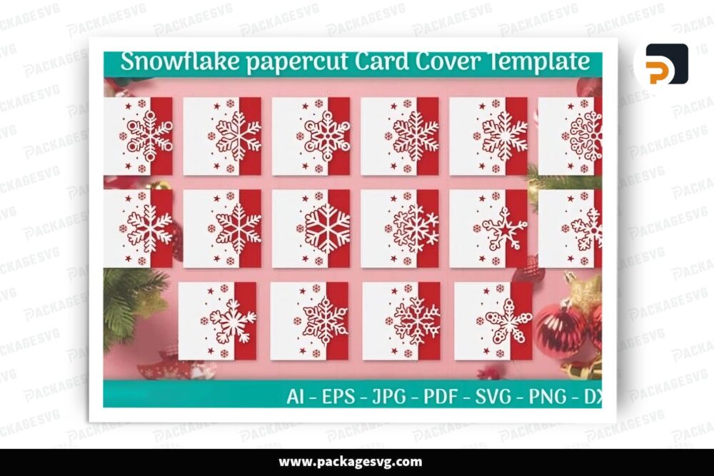 Snowflake Card Bundle, 16 Christmas SVG Paper Cut File LQ4V4A1C (2)