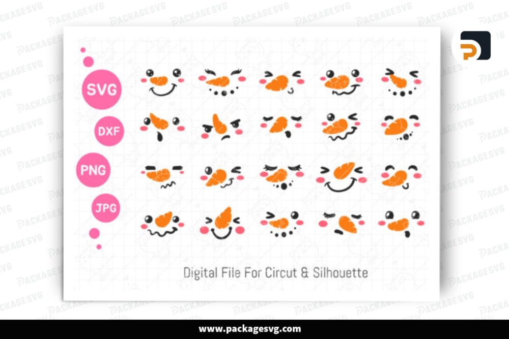 Snowman Face Christman SVG Bundle, 20 Design Cut Files LPPJNTS6