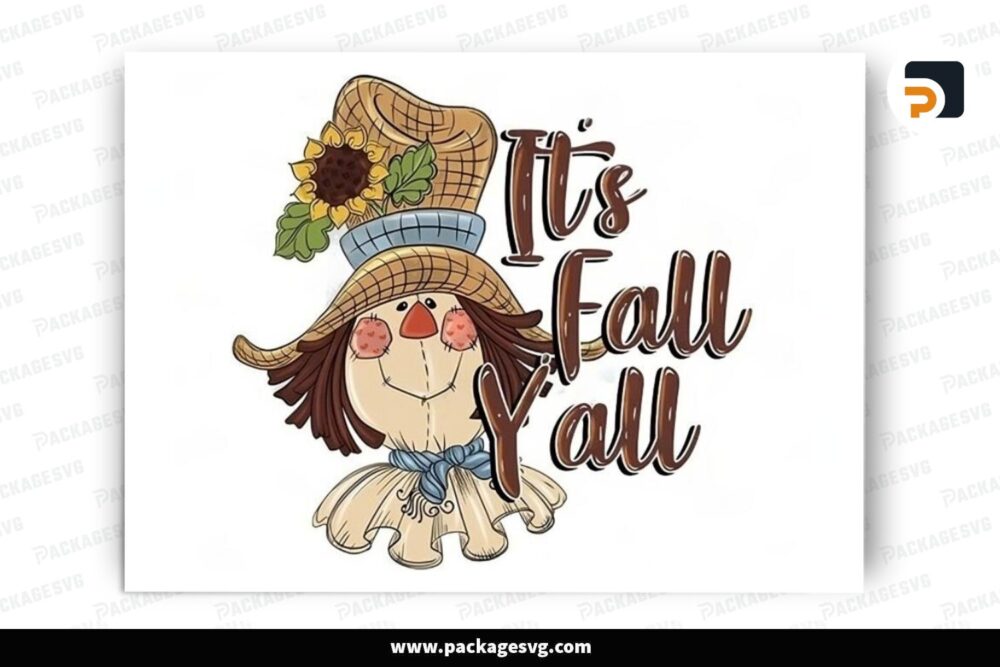 Sunflower Scarecrow It's Fall Y'all, PNG Sublimation Design (2)