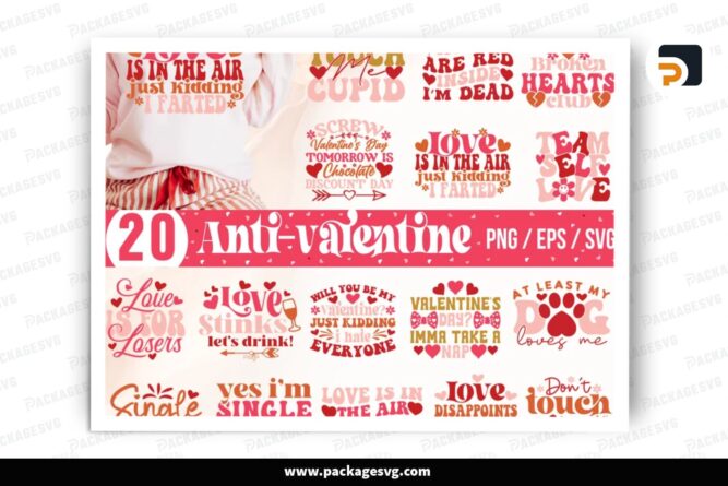 Anti Valentine SVG Bundle, 20 Self Love Design Files (1)
