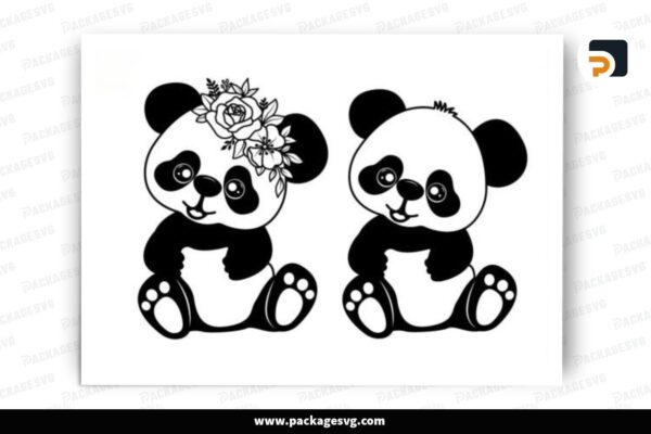 Baby Panda With Flower, SVG Design Free Download