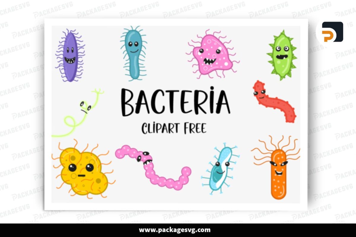 Bacteria Clipart SVG Bundle, 10 Designs Free Download