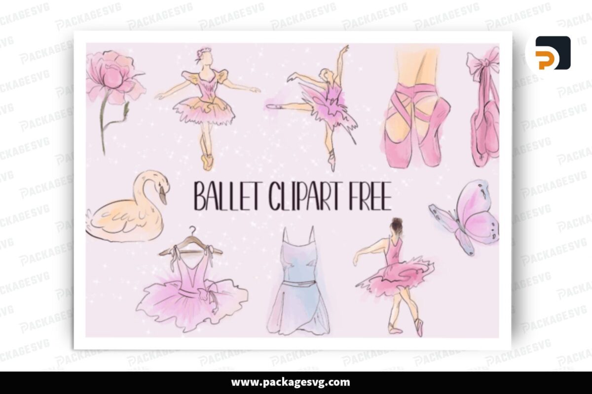 Ballet SVG Clipart Bundle, 10 Designs Free Download