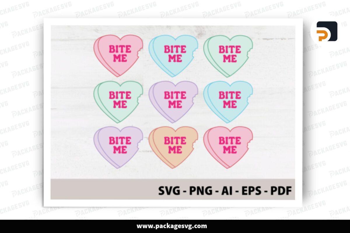 Bite Me Candy Heart SVG Bundle, 10 Designs Free Donwload