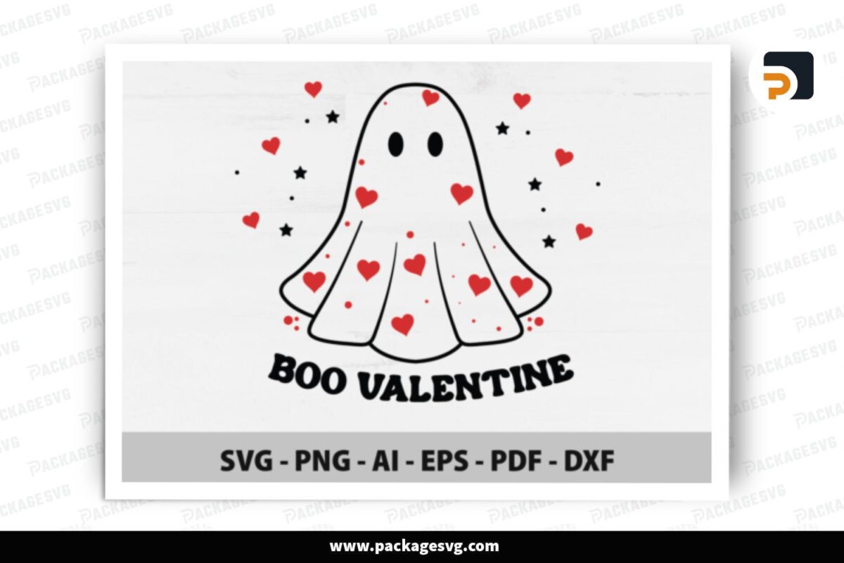 Boo Valentine, Heart Ghostie Spooky SVG Design Free Download