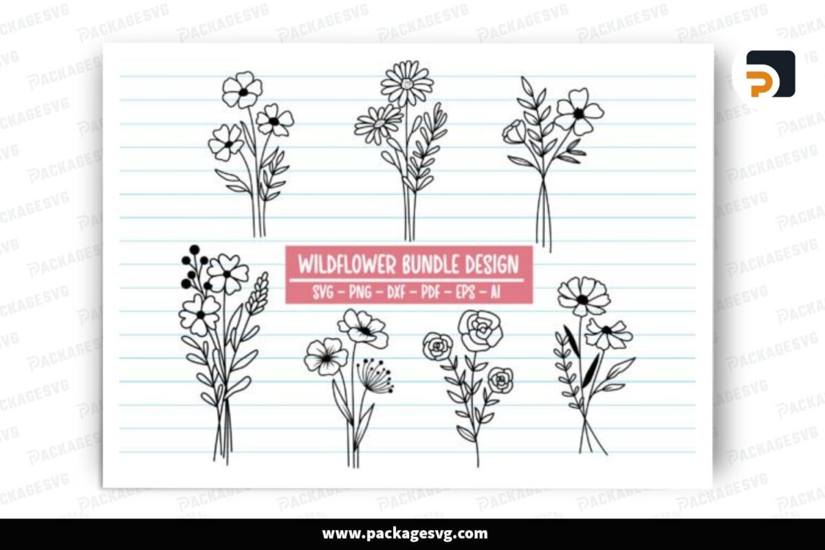Bouquet Flowers SVG Bundle, 7 Designs Free Download