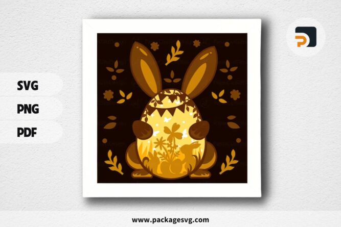 Bunny Egg Holder Lightbox, SVG Paper Cut File LRPQ79DC (1)