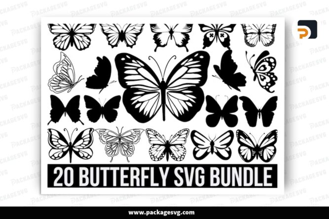 Butterfly SVG Bundle, 20 Design Files (3)