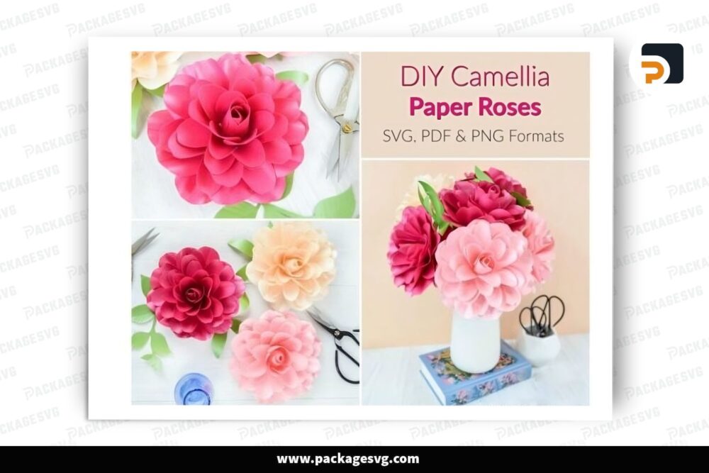 Camellia Rose Flower Template, SVG Paper Cut File LRG39G9E (2)