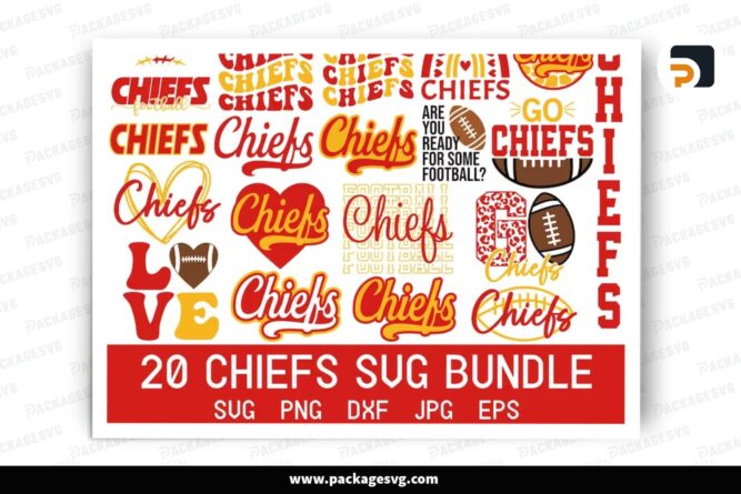 Chiefs Football SVG Bundle, 20 Design Files (3)