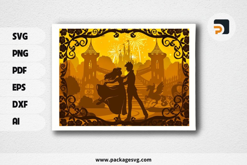Cinderella Princess Lightbox, Disney SVG Paper Cut File LQX9M5LL (1)