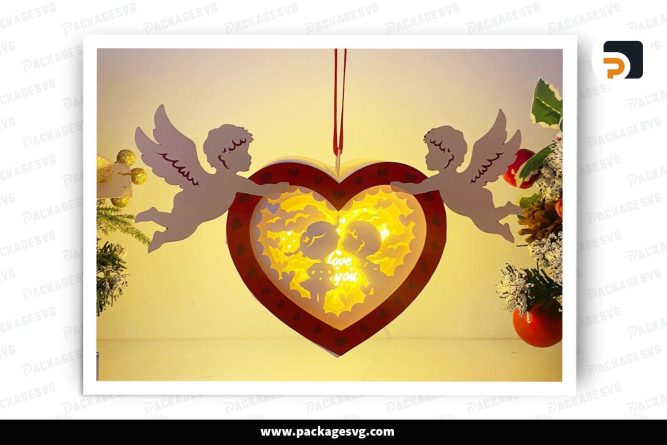 Couple Love Cupid Heart Lantern, Valentine SVG Paper Cut File LS191LHZ (1)