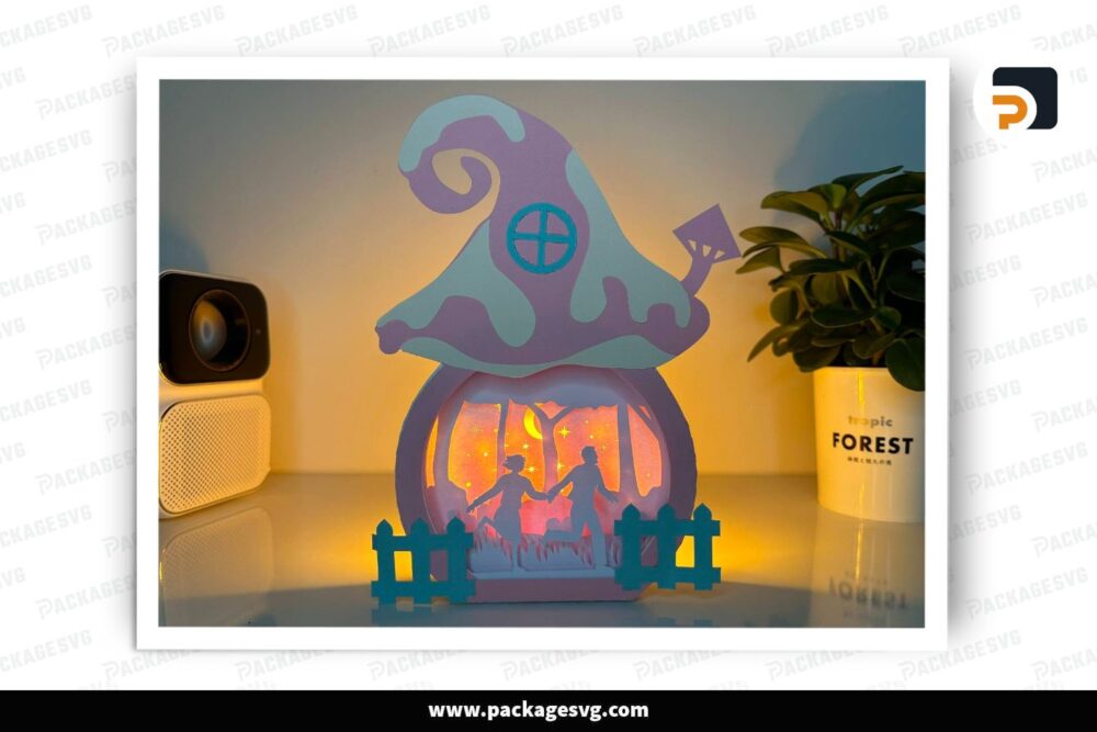 Couple Running Mushroom Lantern, Valentine SVG Paper Cut File LRA4JONU (2)