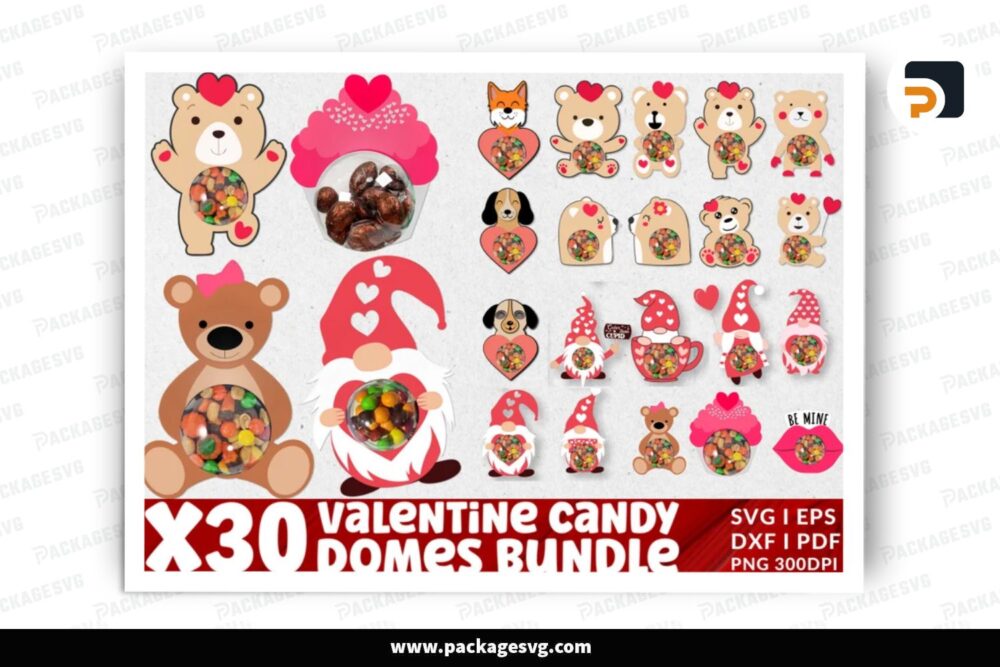 Cute Candy Holder SVG Bundle, 30 Valentine SVG Paper Cut Files (2)