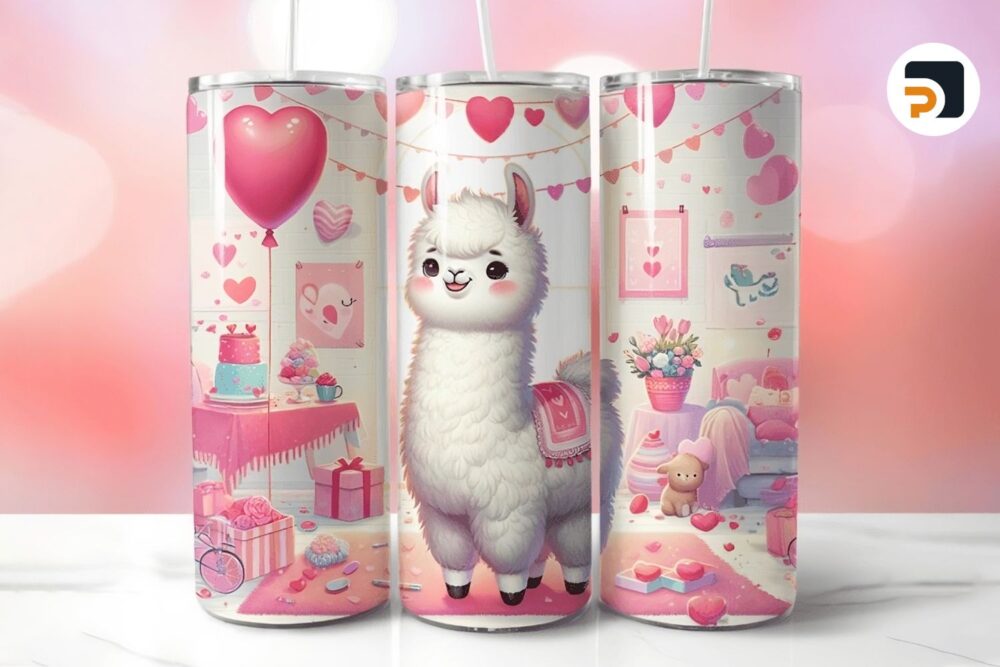 Llama Tumbler PNG Sublimation, Cute Tumbler Png