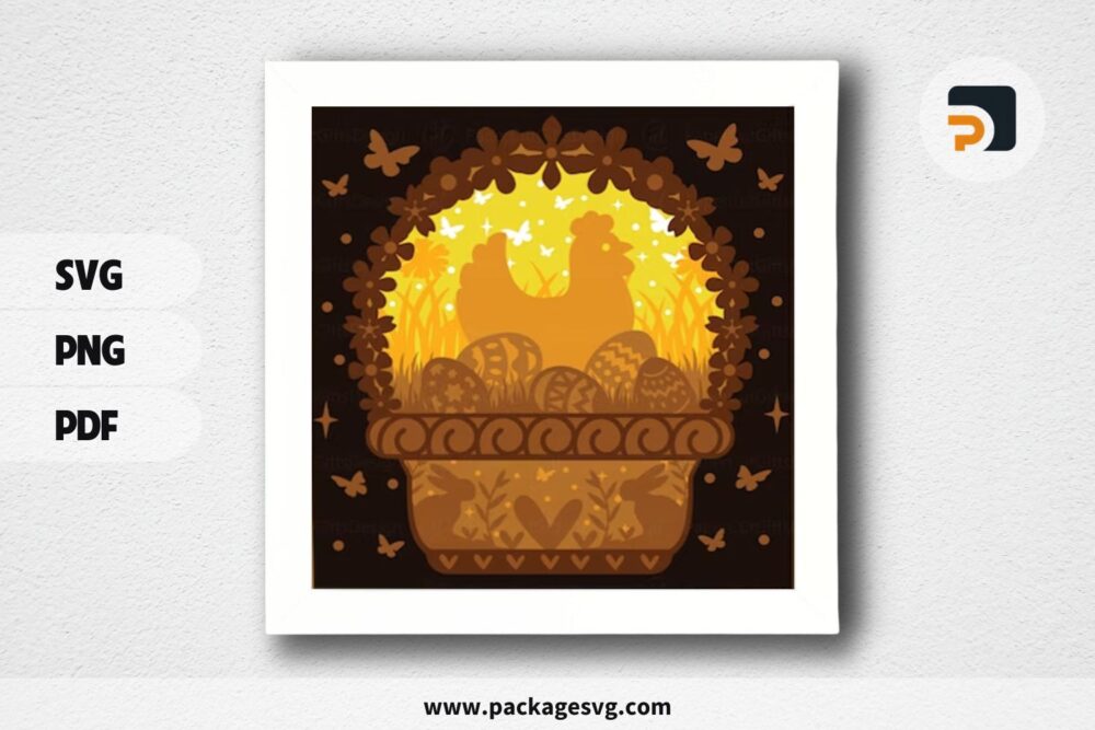 Easter Eggs Basket Lightbox, SVG Paper Cut File LRPQ6UV3 (2)