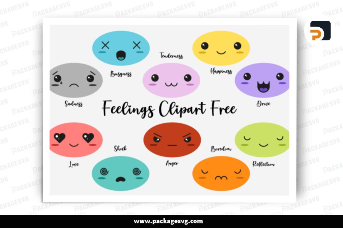Feelings Clipart SVG Bundle, 10 Designs Free Download