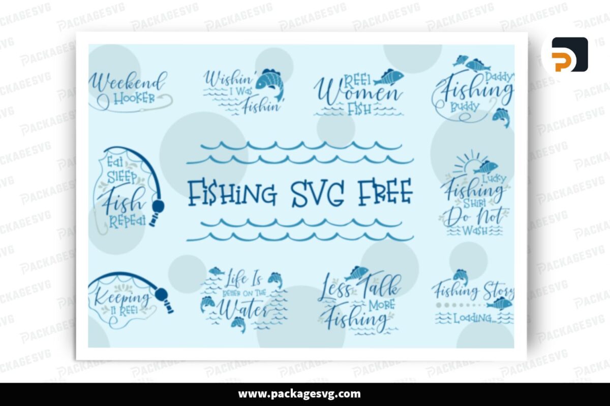 Fishing SVG Bundle, 10 Designs Free Download