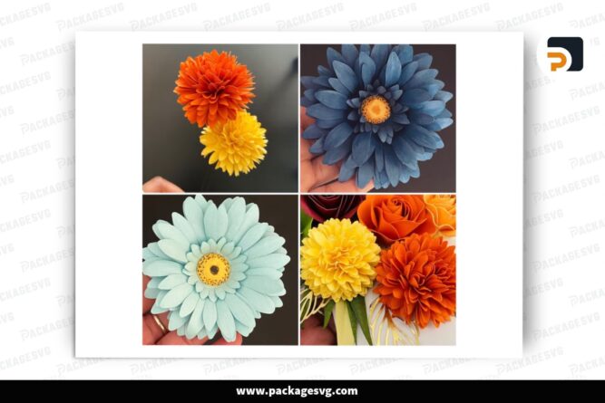 Flower Daisy Template, Pom Pom Flower SVG Paper Cut File (2)