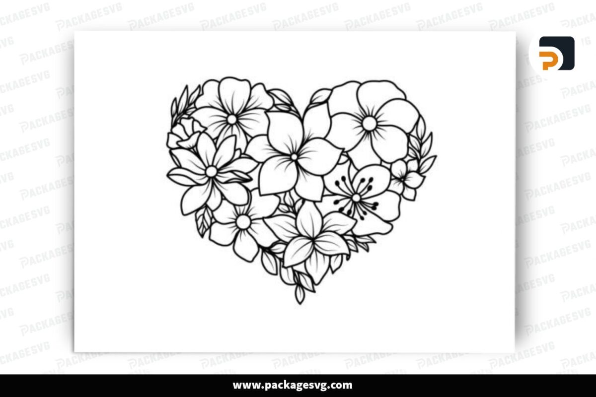 Flower Heart SVG Design Free Download