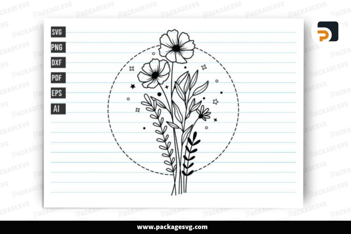 Flower Line SVG Design Free Download