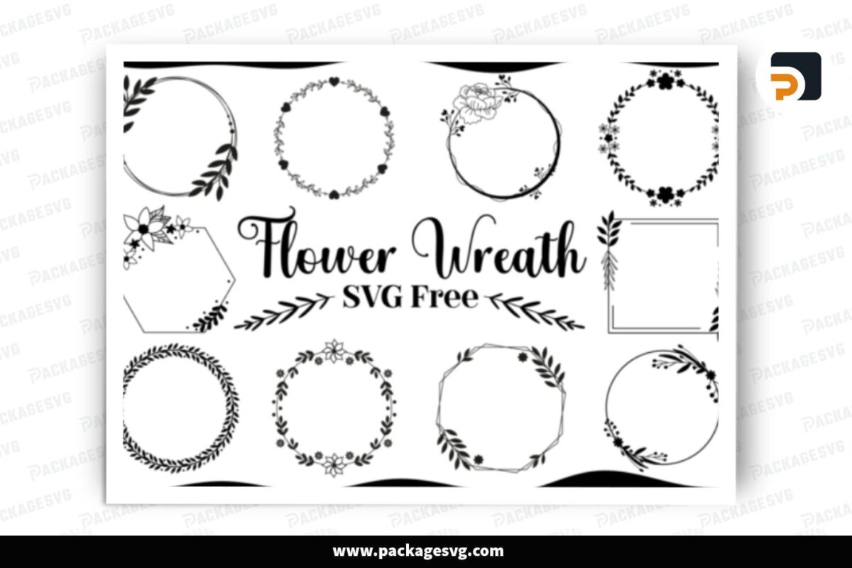 Flower Wreath SVG Bundle, 10 Designs Free Download