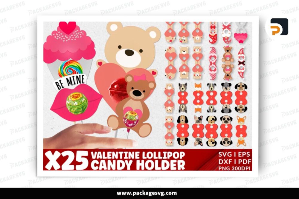 Funny Valentine Lollipop Holder SVG Bundle, 25 SVG Paper Cut File (3)