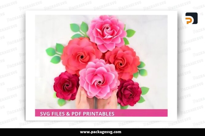 Garden Rose Flower Template, SVG Paper Cut File LREFM4FF
