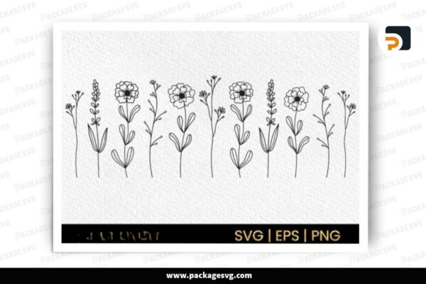 Hand Drawn Wildfower SVG Design Free Download