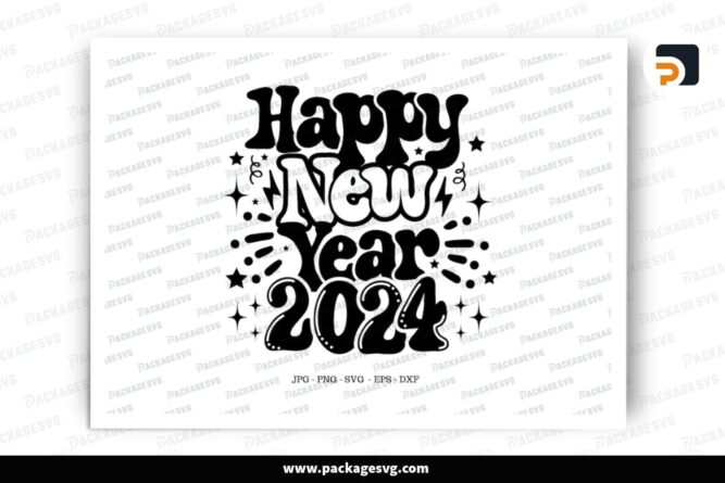 Happy New Year 2024, SVG Design Cut File (2)