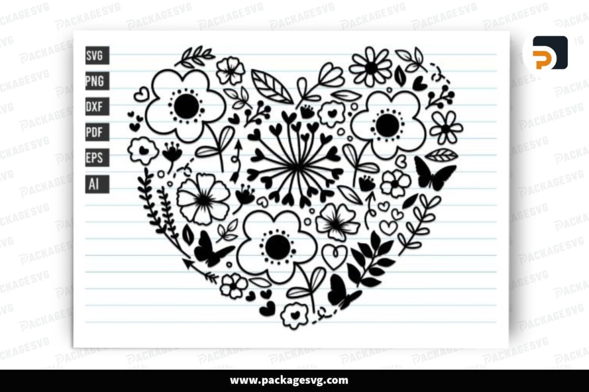 Heart Flower SVG Design Free Download