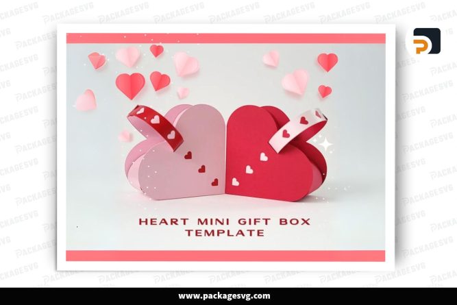 Heart Mini Gift Box Template, Valentine SVG Paper Cut File (3)