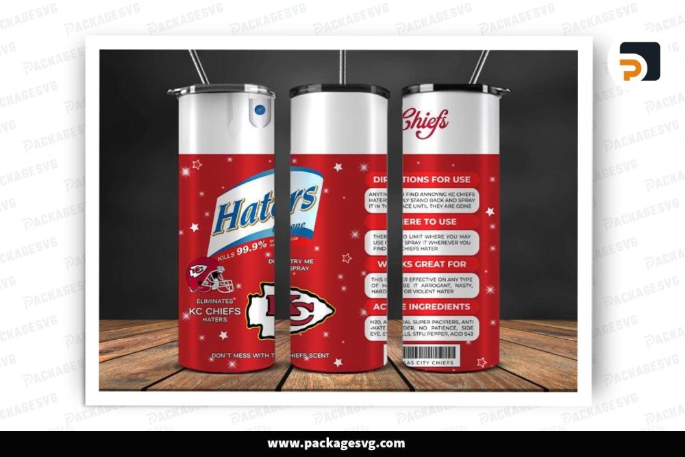 Kansas City Chiefs Spray Sublimation Design, 20oz NFL Skinny Tumbler Wrap (1)