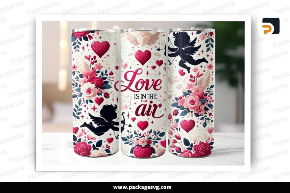 Love Is In The Air Sublimation Design, 20oz Valentine Skinny Tumbler Wrap (2)